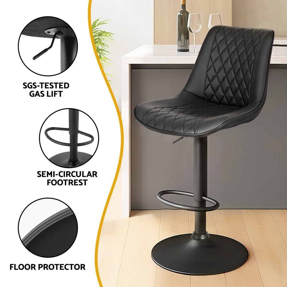 Mason (Set of 4) PU Leather Bar Stools - Black - Homecoze