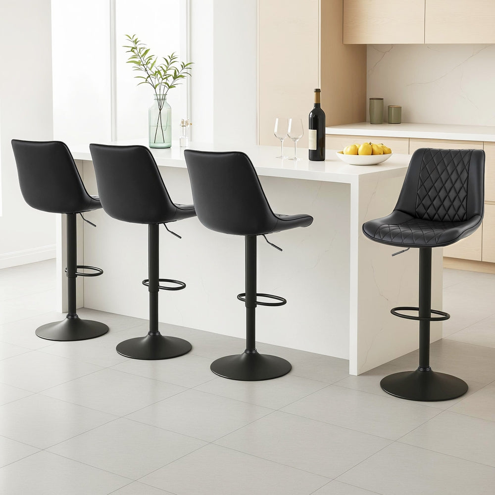 Mason (Set of 4) PU Leather Bar Stools - Black - Homecoze