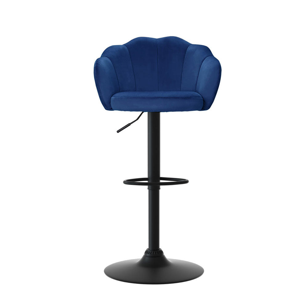 Ariel (Set of 4) Velvet Clam Shell Bar Stools - Blue - Homecoze