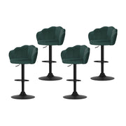 Ariel (Set of 4) Velvet Clam Shell Bar Stools - Green - Homecoze