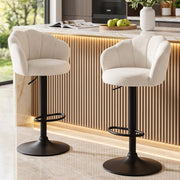 Artiss 2x Bar Stools Counter Chair Adjustable Shell Backrest Velvet Nessah Ivory - Homecoze