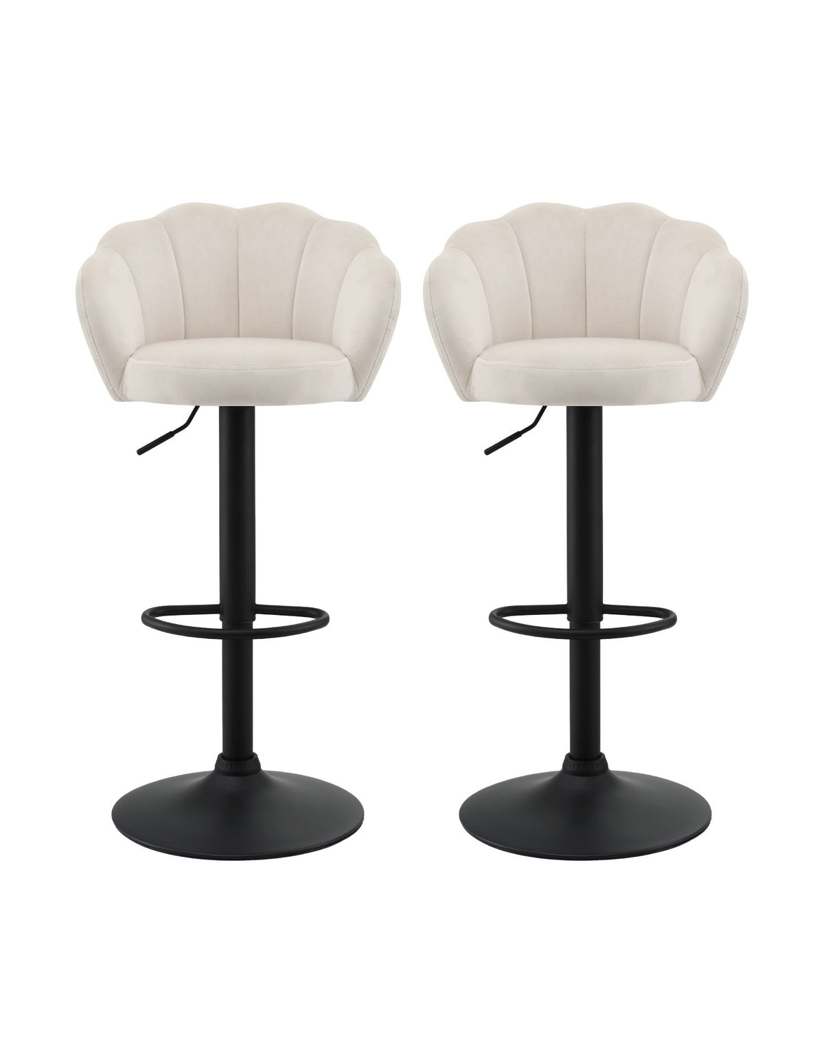 Artiss 2x Bar Stools Counter Chair Adjustable Shell Backrest Velvet Nessah Ivory - Homecoze
