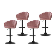 Ariel (Set of 4) Velvet Clam Shell Bar Stools - Pink - Homecoze