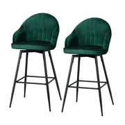 Isabella (Set of 2) Velvet Bar Stools 72cm - Green - Homecoze