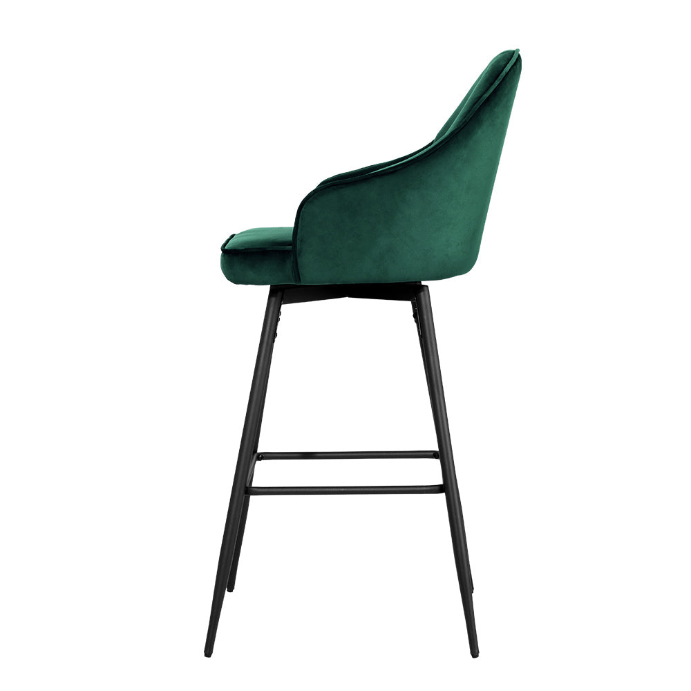 Isabella (Set of 2) Velvet Bar Stools 72cm - Green - Homecoze