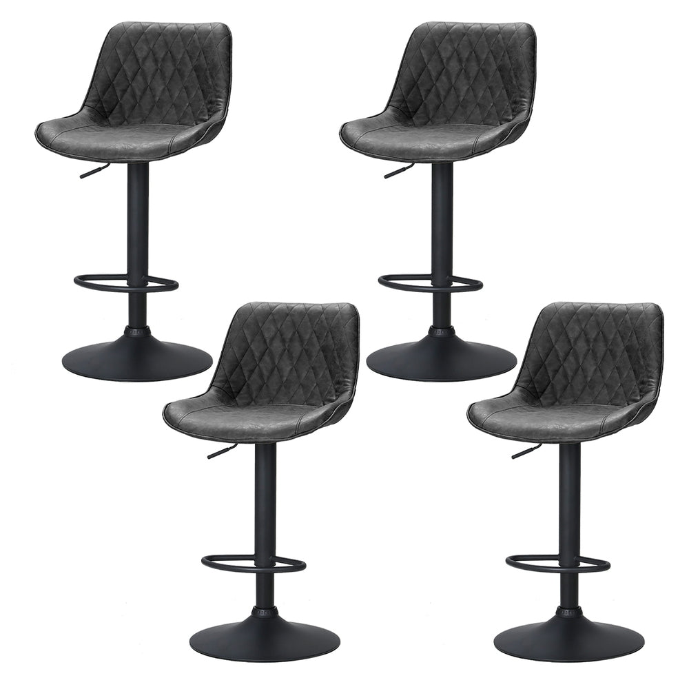 Gerald (Set of 4) Vintage Leather Bar Stools - Black - Homecoze