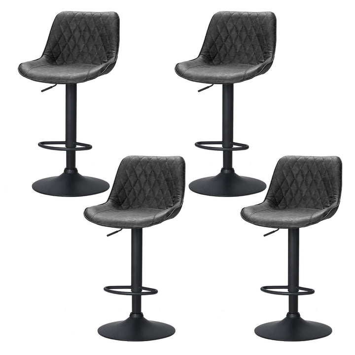 Gerald (Set of 4) Vintage Leather Bar Stools - Black - Homecoze