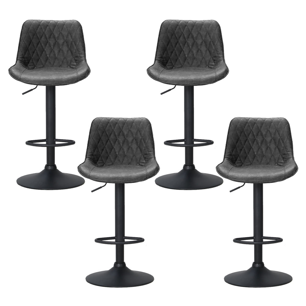 Gerald (Set of 4) Vintage Leather Bar Stools - Black - Homecoze