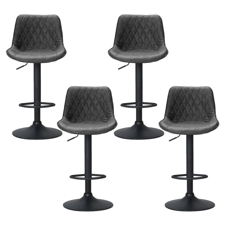 Gerald (Set of 4) Vintage Leather Bar Stools - Black - Homecoze