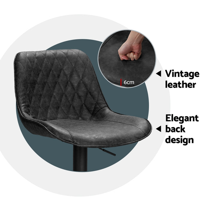 Gerald (Set of 4) Vintage Leather Bar Stools - Black - Homecoze