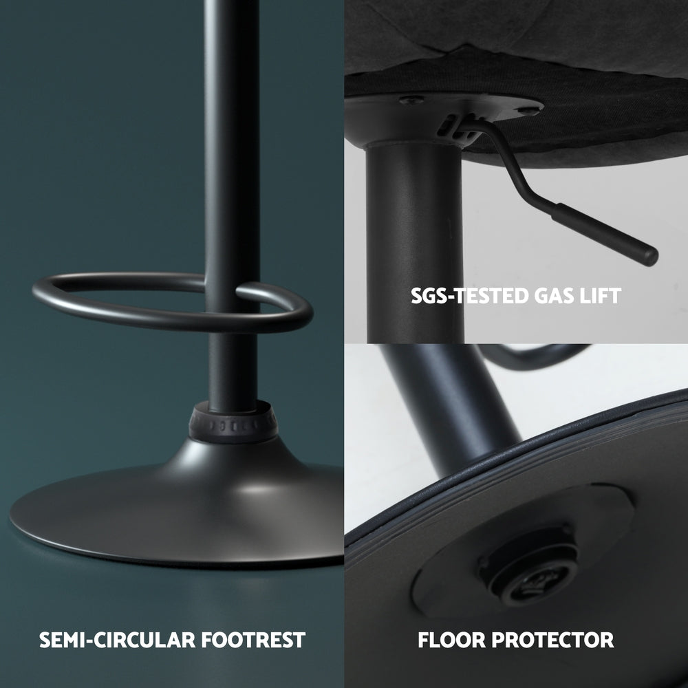 Gerald (Set of 4) Vintage Leather Bar Stools - Black - Homecoze