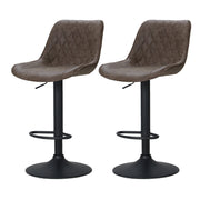 Gerald (Set of 2) Vintage Leather Bar Stools - Brown - Homecoze