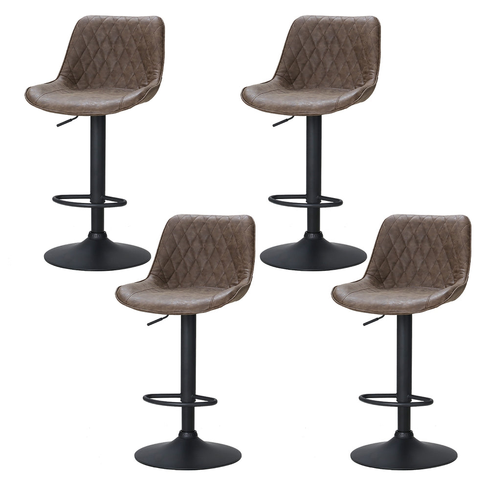 Gerald (Set of 4) Vintage Leather Bar Stools - Brown - Homecoze