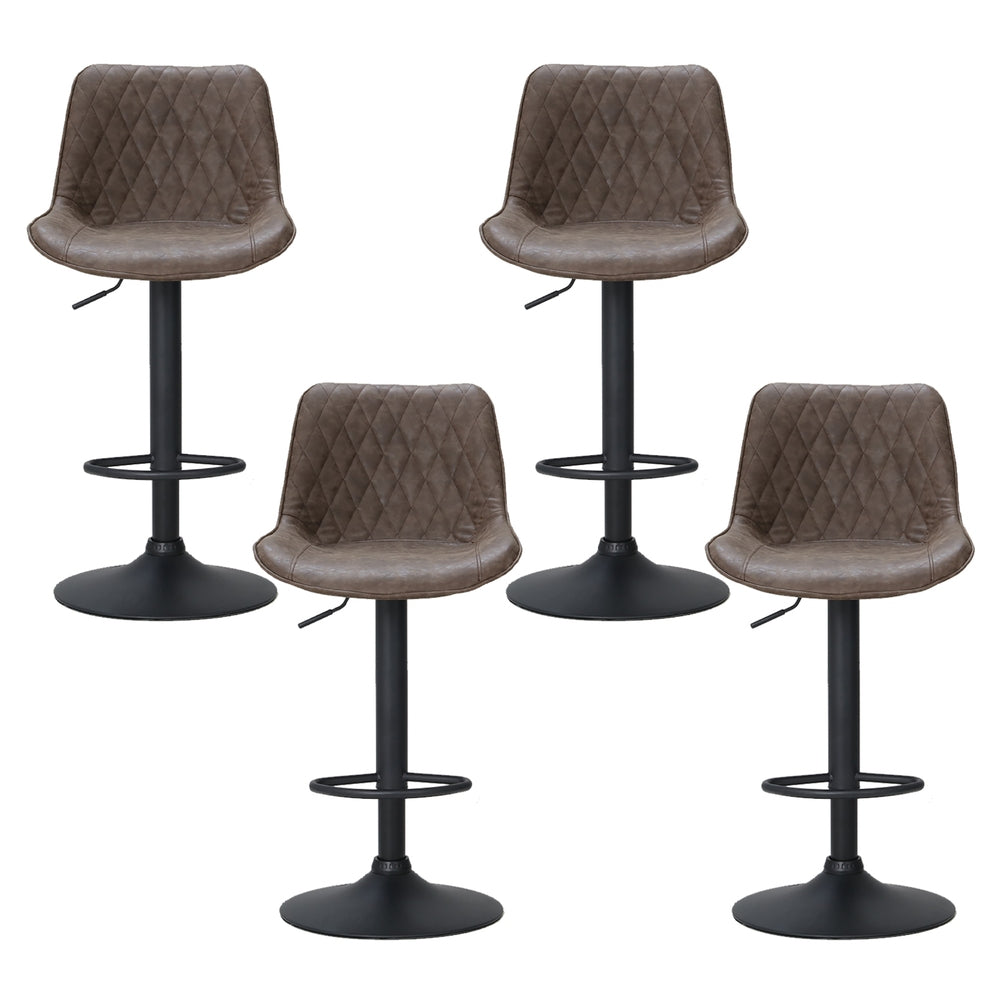 Gerald (Set of 4) Vintage Leather Bar Stools - Brown - Homecoze