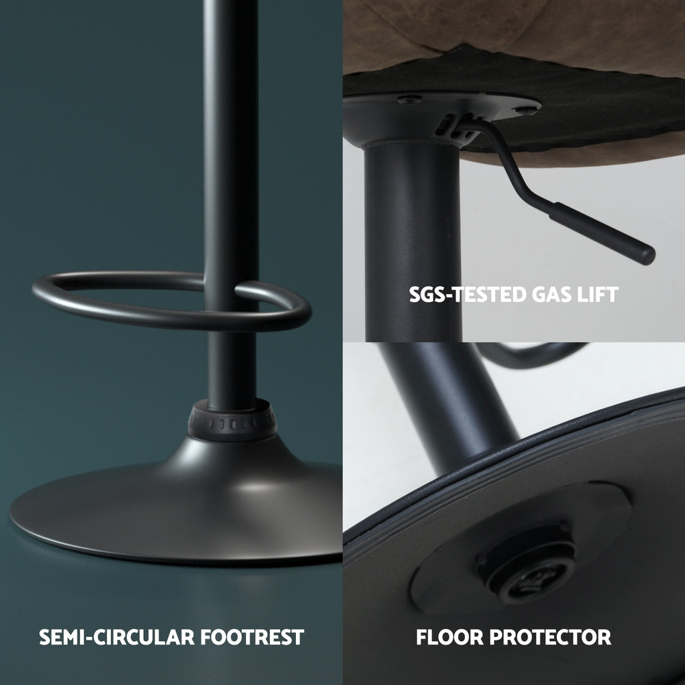 Gerald (Set of 4) Vintage Leather Bar Stools - Brown - Homecoze