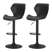 Willow (Set of 2) Vintage PU Leather Bar Stools - Black - Homecoze