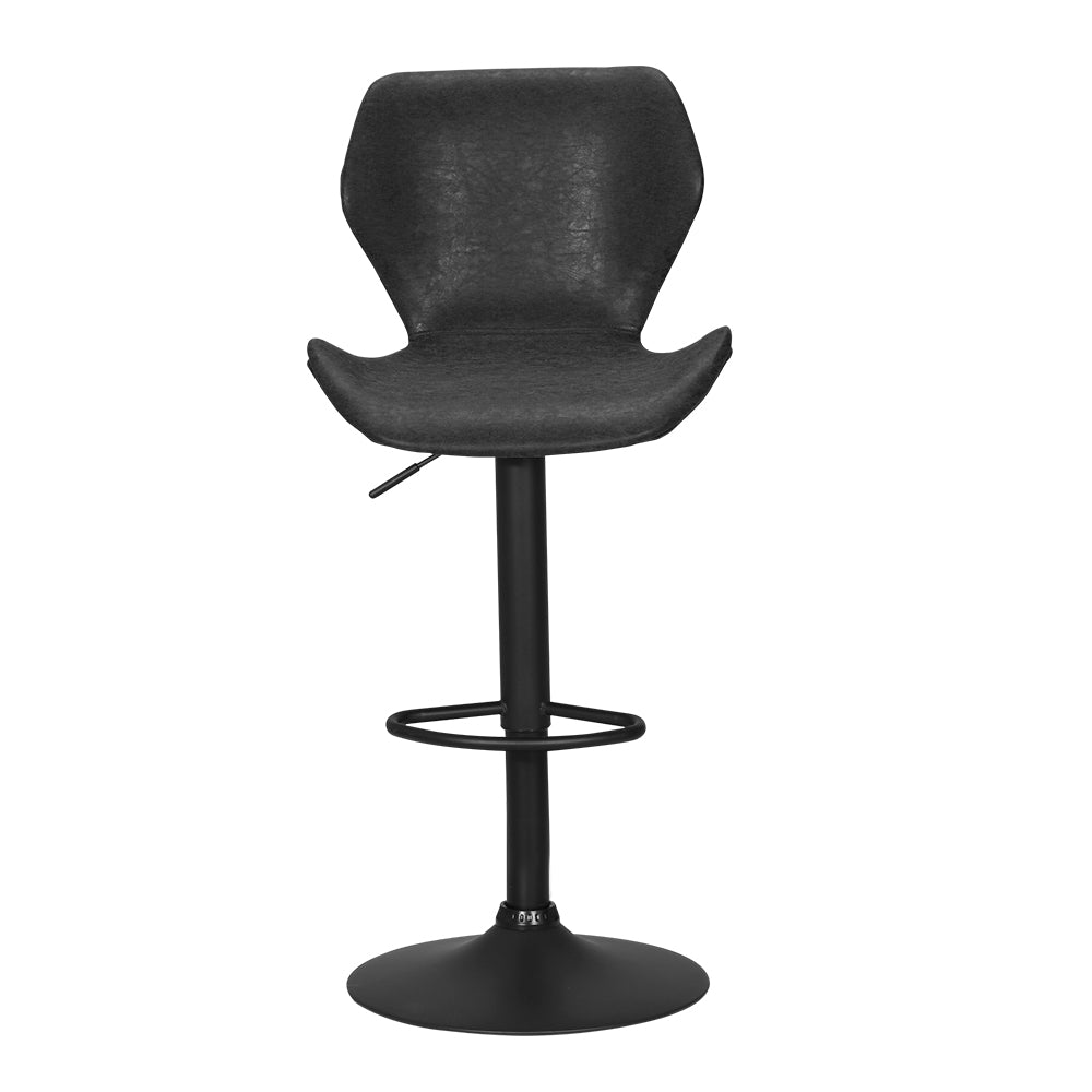 Willow (Set of 2) Vintage PU Leather Bar Stools - Black - Homecoze
