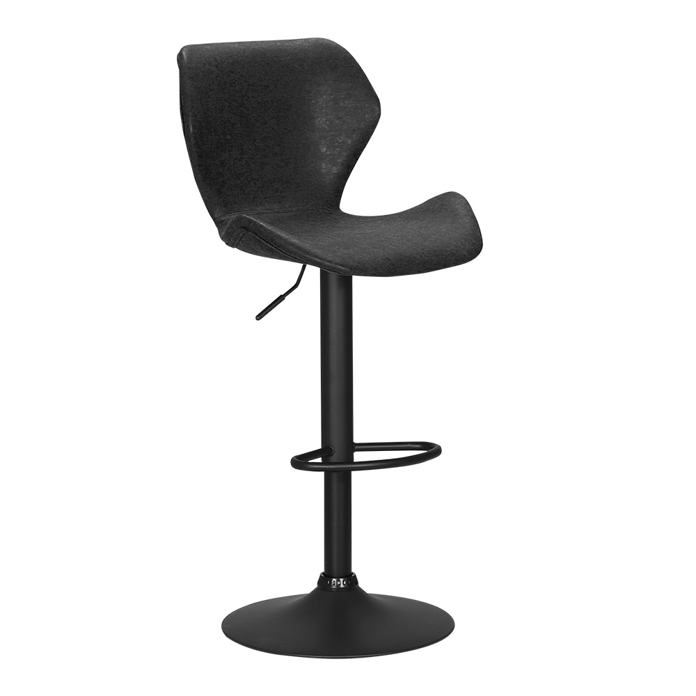 Willow (Set of 2) Vintage PU Leather Bar Stools - Black - Homecoze