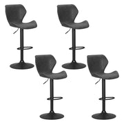 Willow (Set of 4) Vintage PU Leather Bar Stools - Black - Homecoze