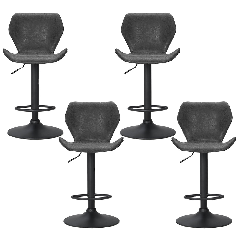 Willow (Set of 4) Vintage PU Leather Bar Stools - Black