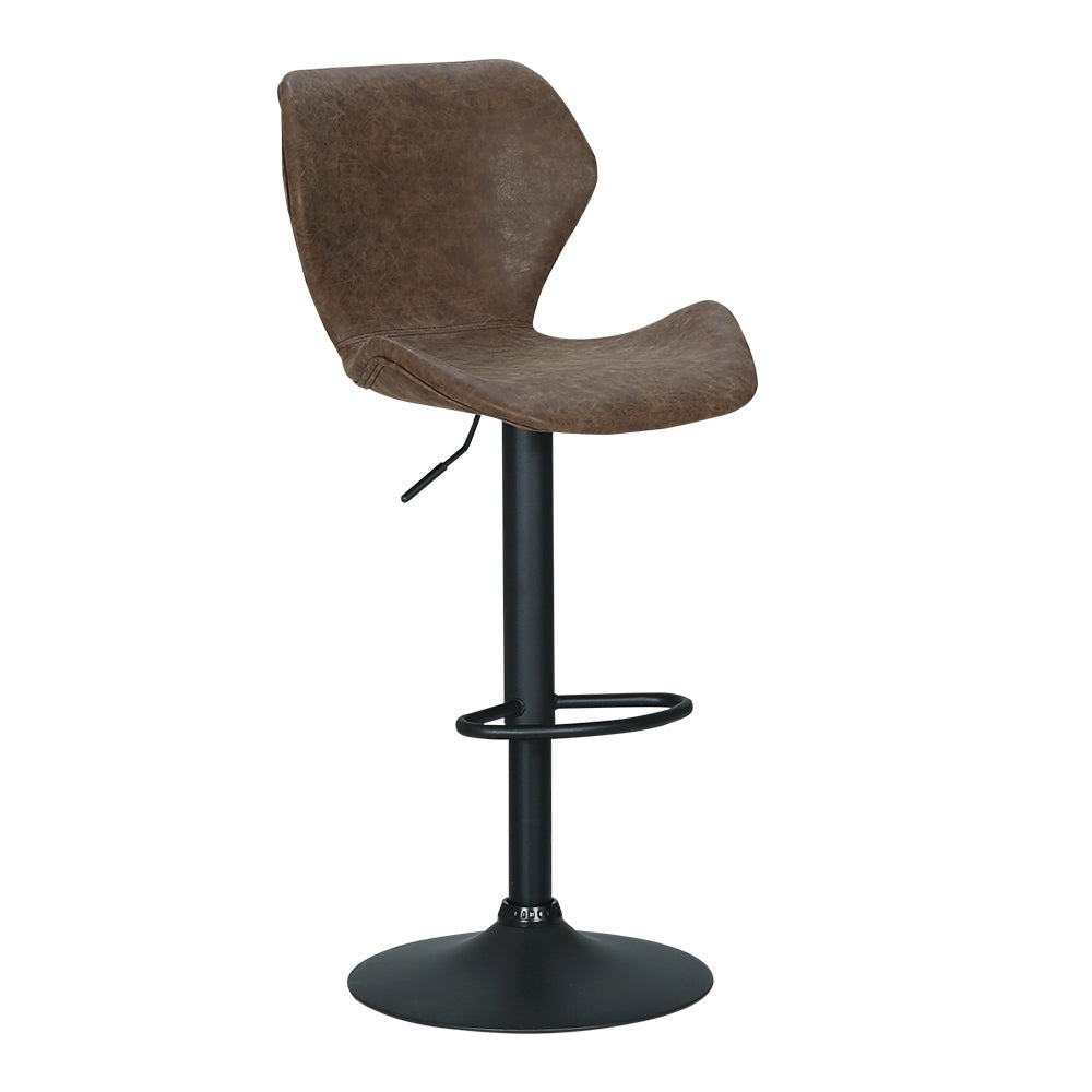 Willow (Set of 2) Vintage PU Leather Bar Stools - Brown - Homecoze