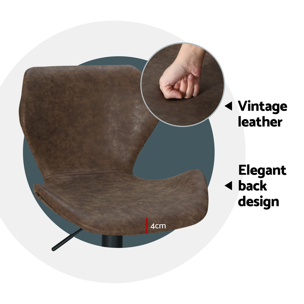 Willow (Set of 4) Vintage PU Leather Bar Stools - Brown - Homecoze