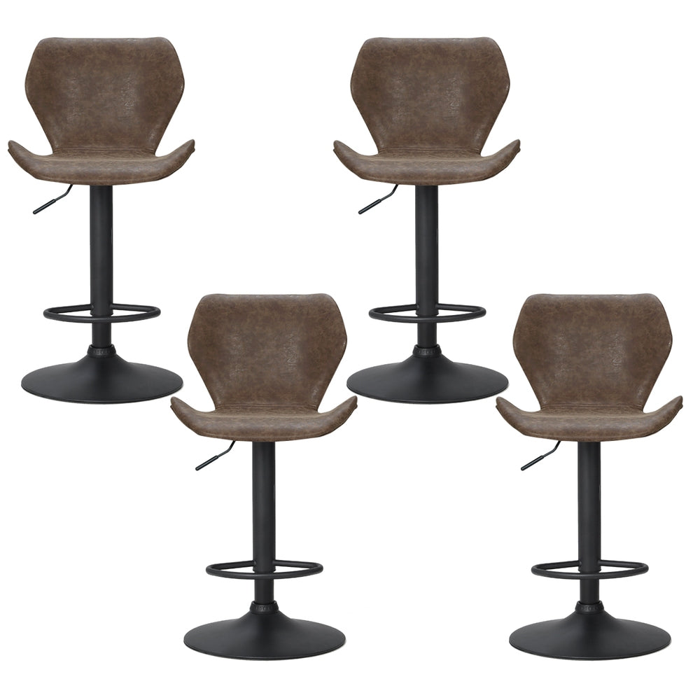 Willow (Set of 4) Vintage PU Leather Bar Stools - Brown