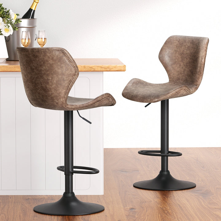 Willow (Set of 2) Vintage PU Leather Bar Stools - Brown