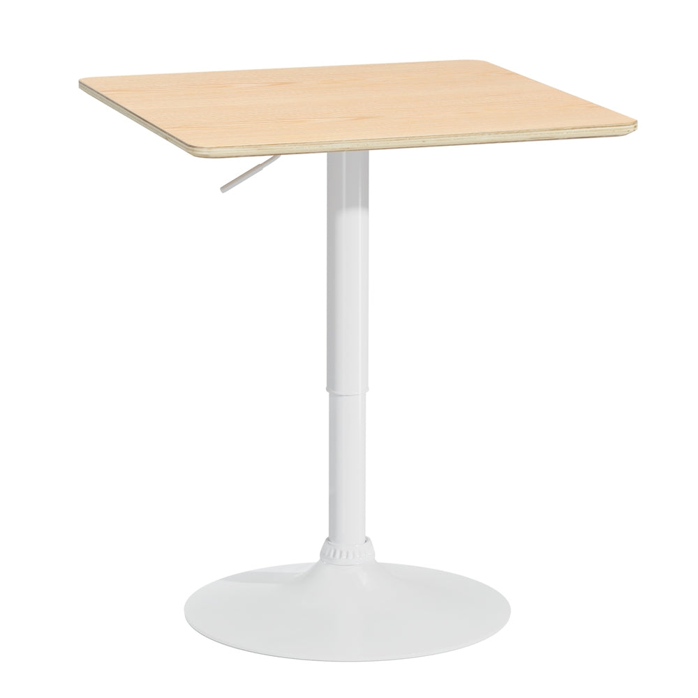 Modern Swivel Kitchen Bar Table Gas Lift Height Adjustable 60cm - White & Oak - Homecoze