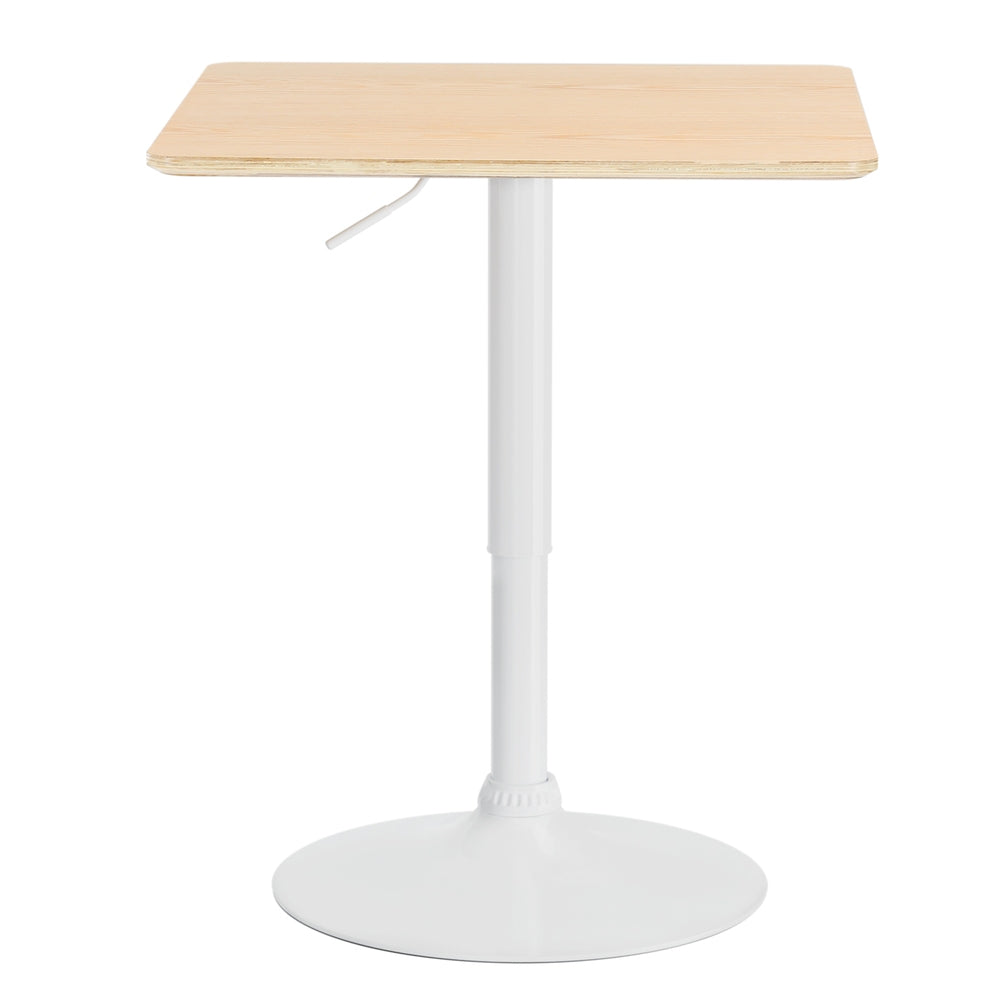 Modern Swivel Kitchen Bar Table Gas Lift Height Adjustable 60cm - White & Oak - Homecoze