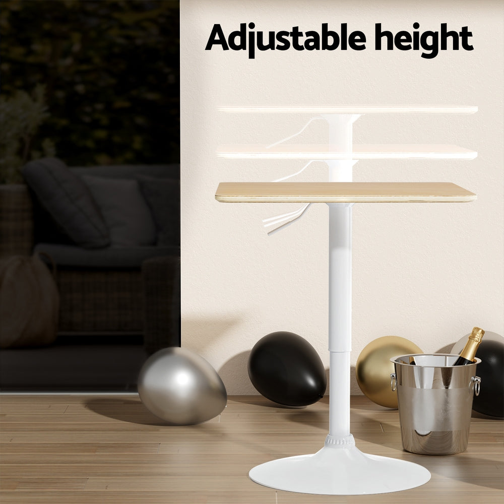 Modern Swivel Kitchen Bar Table Gas Lift Height Adjustable 60cm - White & Oak - Homecoze