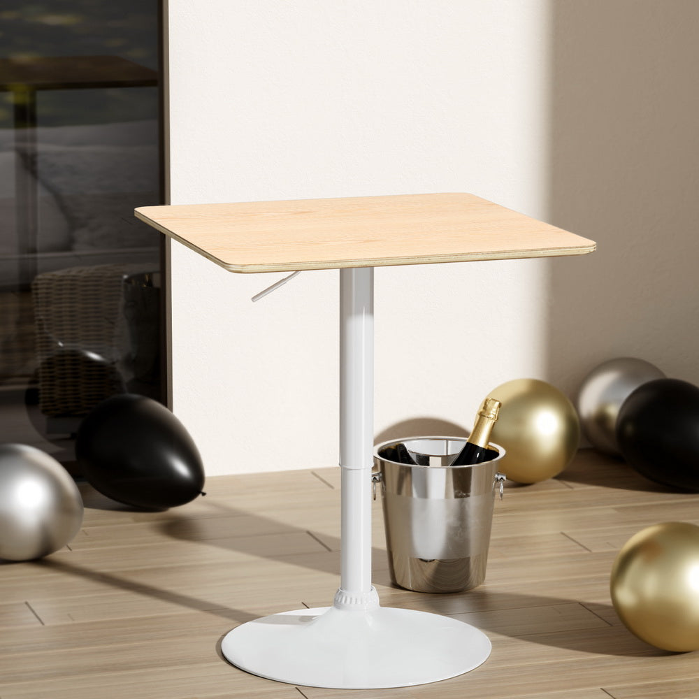 Modern Swivel Kitchen Bar Table Gas Lift Height Adjustable 60cm - White & Oak - Homecoze