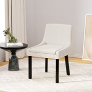Set of 2 Corduroy Upholstered Dining Chairs Low Back Kitchen Cafe Chair - Beige - Homecoze