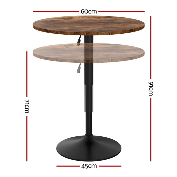 Modern Gas Lift Bar Table - Rustic Brown & Black - Homecoze