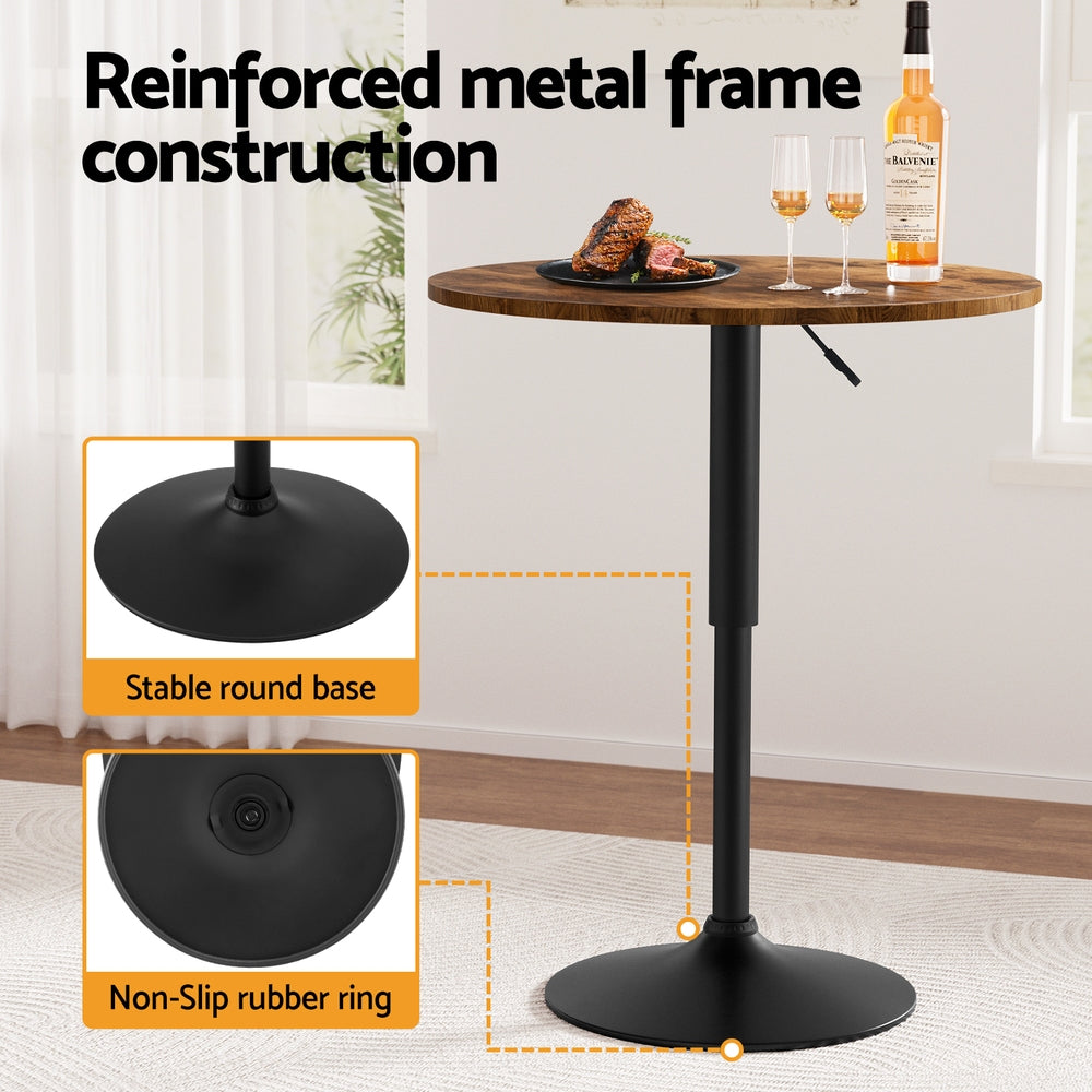 Modern Gas Lift Bar Table - Rustic Brown & Black - Homecoze