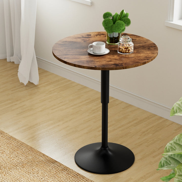 Modern Gas Lift Bar Table - Rustic Brown & Black - Homecoze