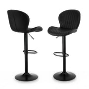 Artiss 2x Bar Stools Kitchen Swivel Gas Lift Counter Chair Shell Leather Black - Homecoze