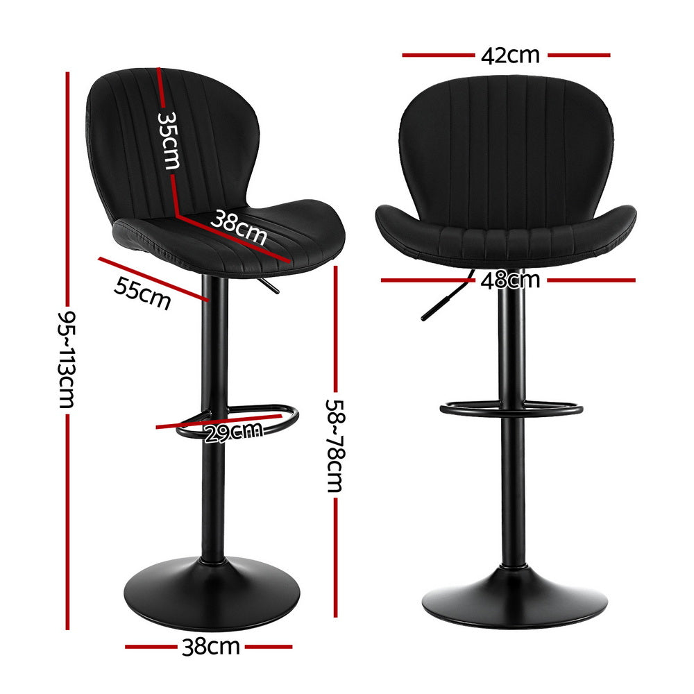 Artiss 4x Bar Stools Kitchen Swivel Gas Lift Counter Chair Shell Leather Black - Homecoze