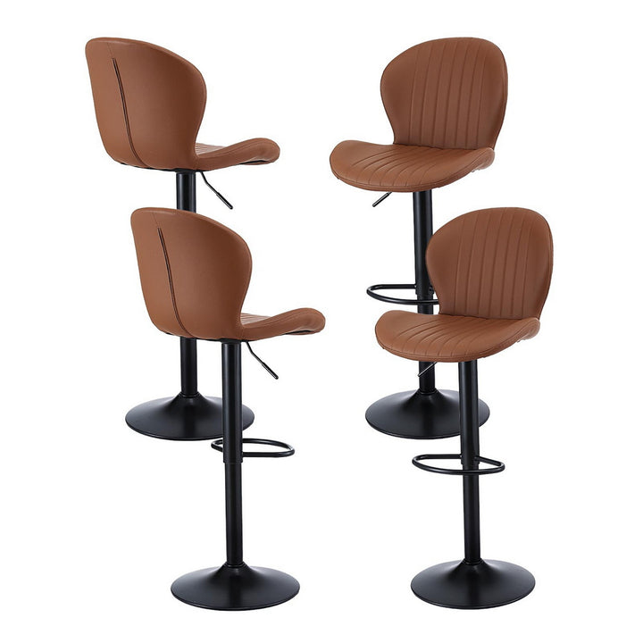 Artiss 4x Bar Stools Kitchen Swivel Gas Lift Counter Chair Shell Leather Brown - Homecoze