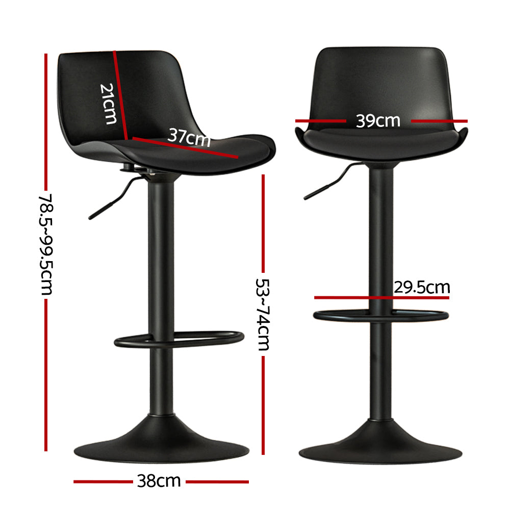 Jamie (Set of 2) Contemporary Bar Stools - Black - Homecoze