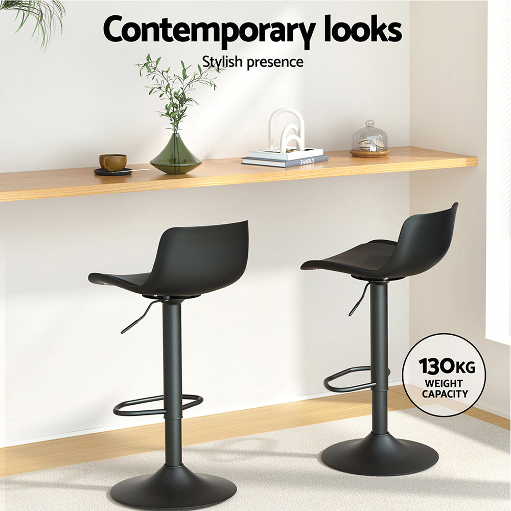 Jamie (Set of 2) Contemporary Bar Stools - Black - Homecoze