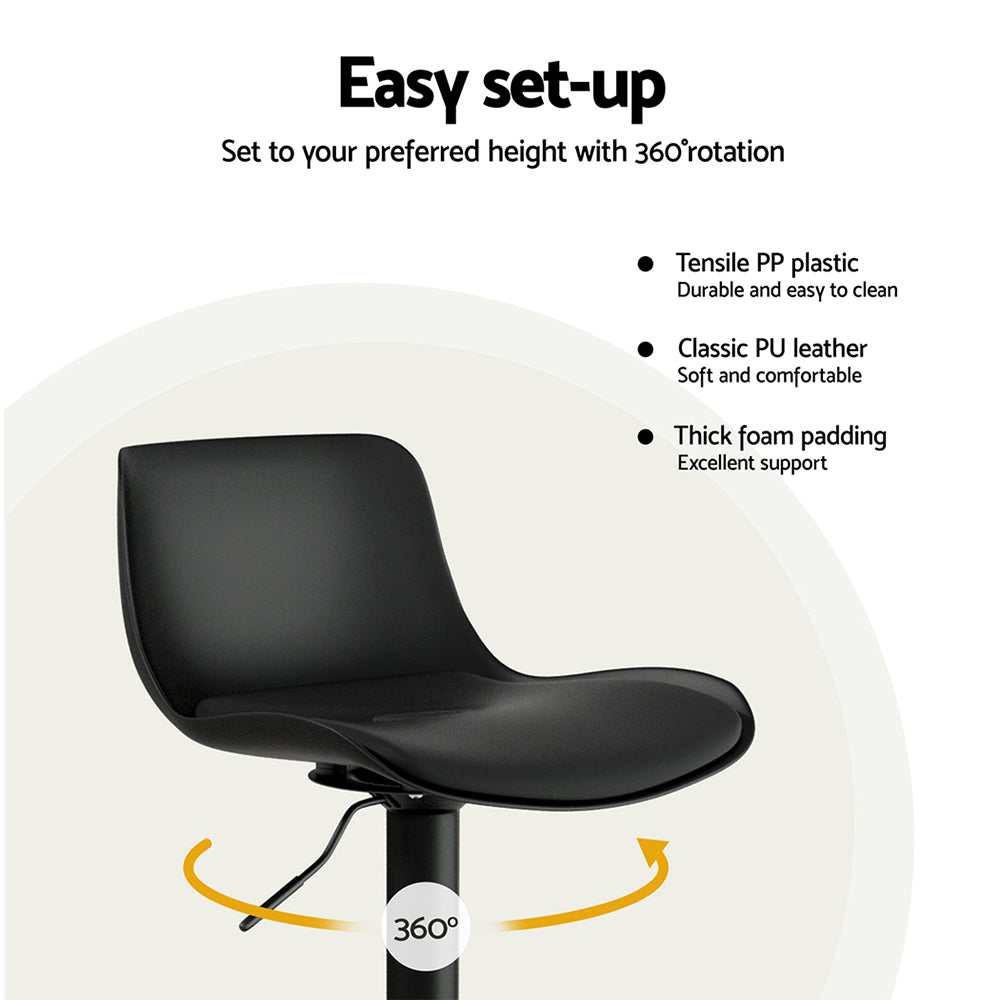 Jamie (Set of 2) Contemporary Bar Stools - Black - Homecoze