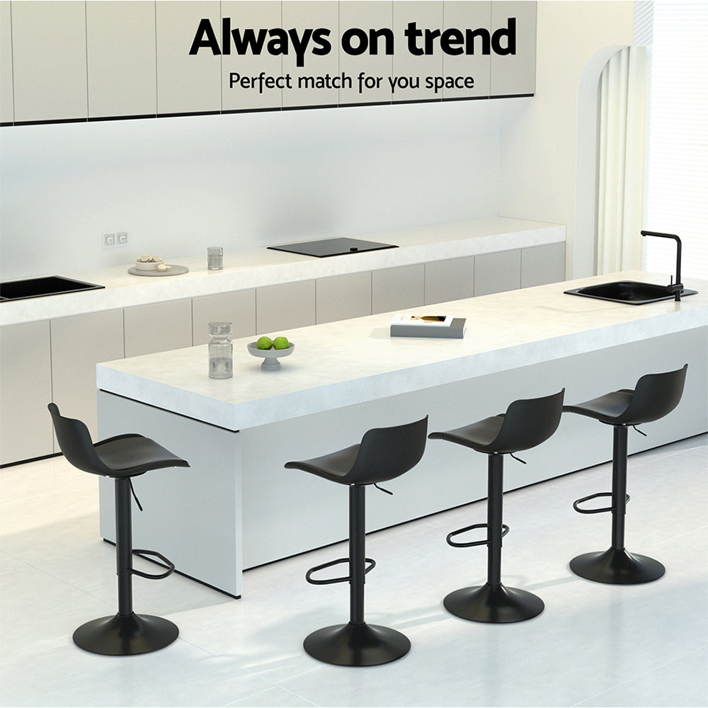 Jamie (Set of 4) Contemporary Bar Stools - Black - Homecoze