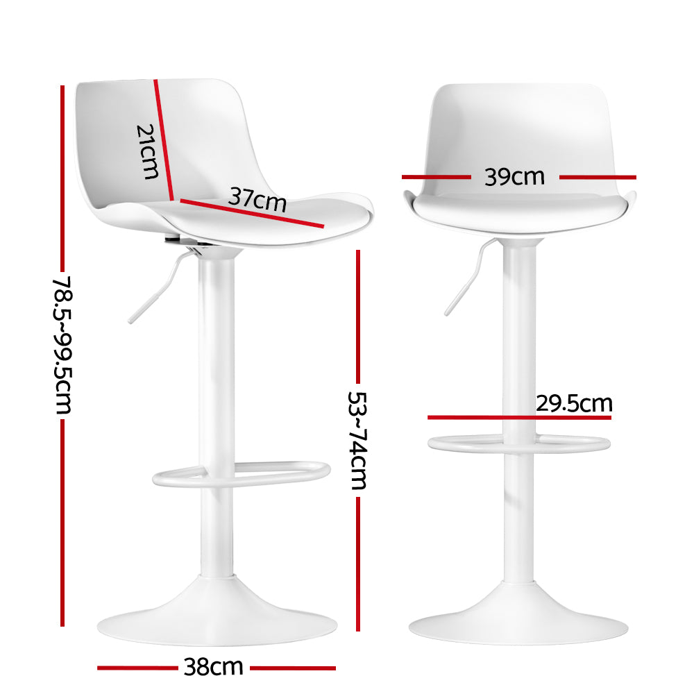 Jamie (Set of 2) Contemporary Bar Stools - White