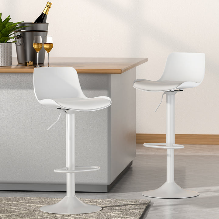 Jamie (Set of 2) Contemporary Bar Stools - White