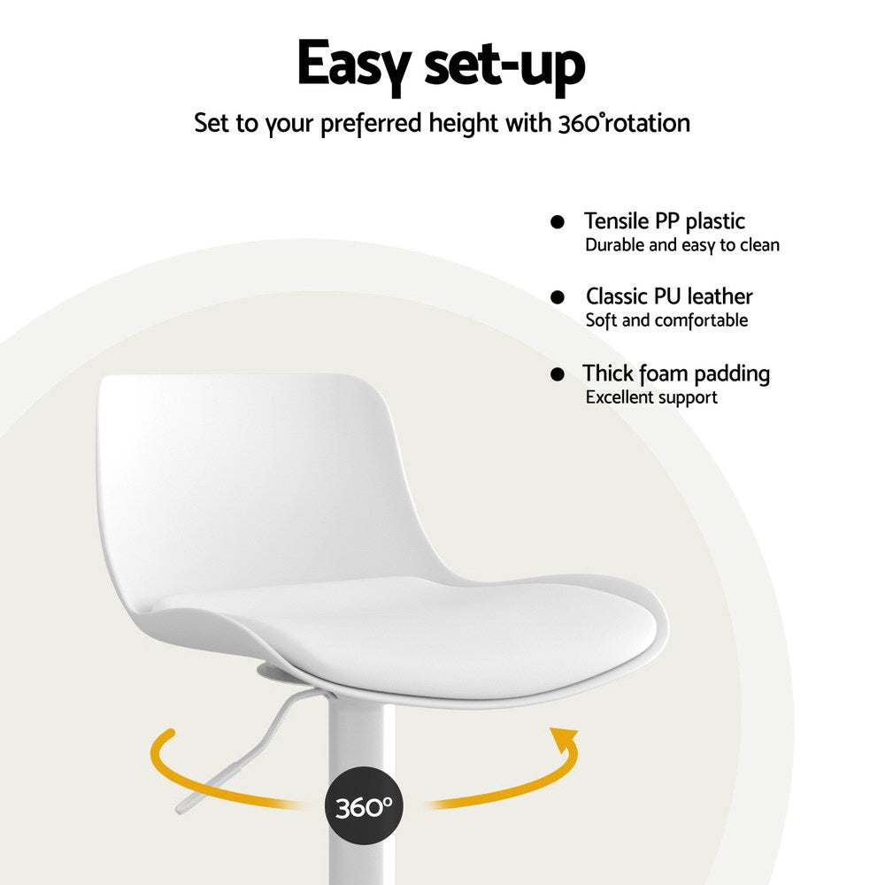 Jamie (Set of 2) Contemporary Bar Stools - White - Homecoze