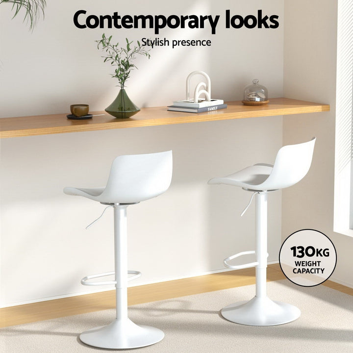 Jamie (Set of 2) Contemporary Bar Stools - White