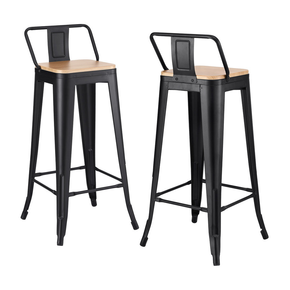 Elliot (Set of 2) Café Bar Stools 77cm - Black - Homecoze