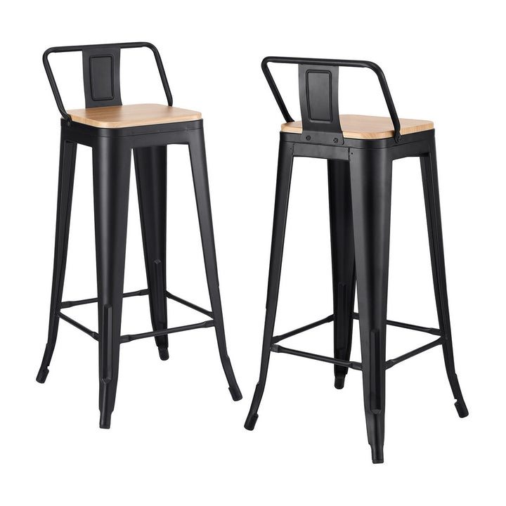 Elliot (Set of 2) Café Bar Stools 77cm - Black - Homecoze