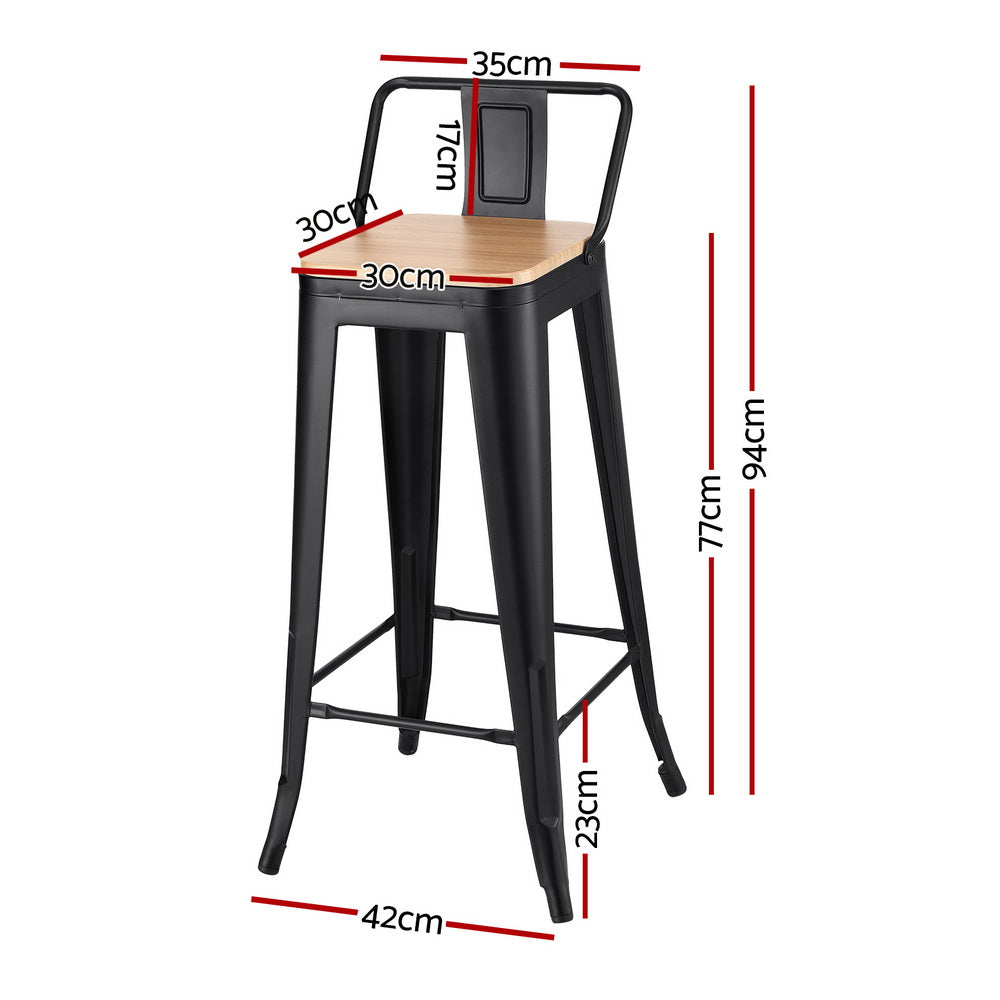 Elliot (Set of 2) Café Bar Stools 77cm - Black - Homecoze